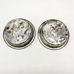 Vintage RLM Rudolph The Red Nosed Reindeer Jell O Mold Set Two Round Baking Pans